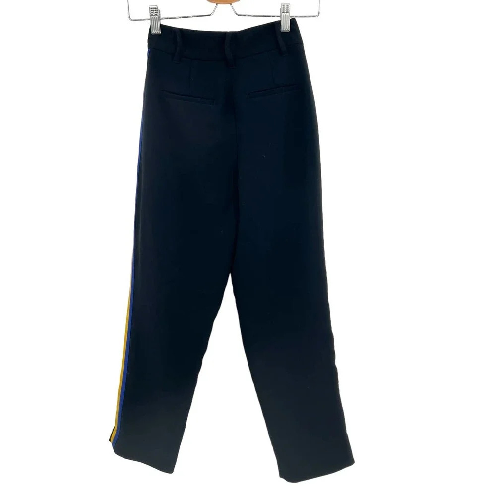 Aritzia Wilfred Jallade Trouser Pants Black Blue Yellow Stripe Size 0 - Picture 6 of 9